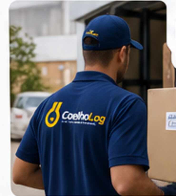 Profissional CoelhoLog realizando uma entrega
